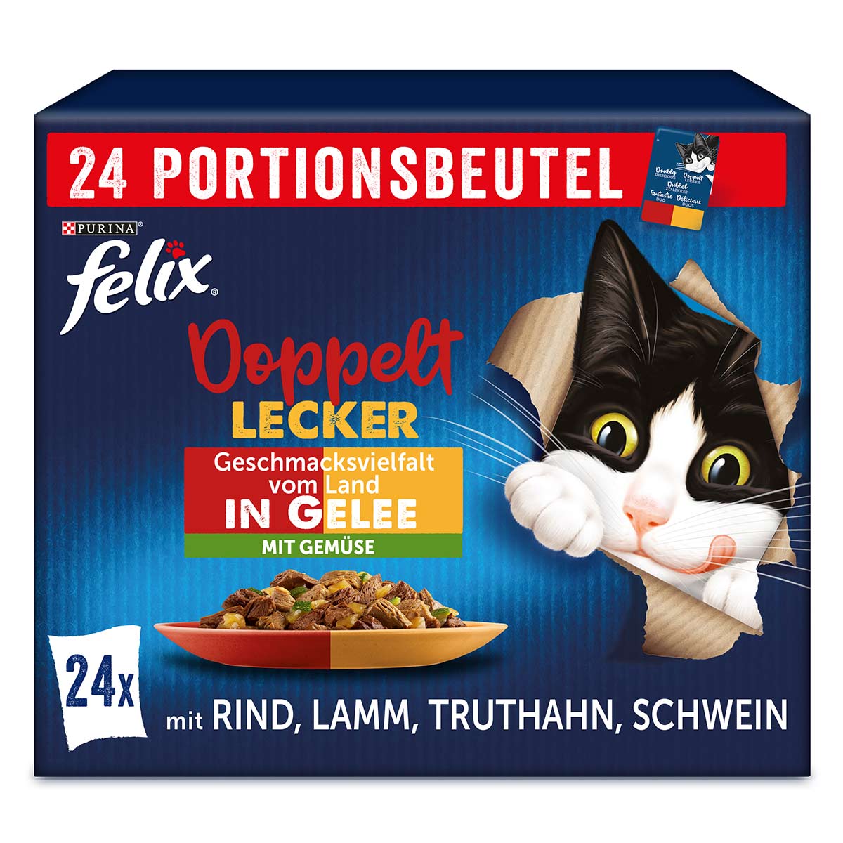 FELIX Doppelt Lecker in Gelee mit Gemüse vom Land 24x85g FELIX Doppelt Lecker in Gelee mit Gemüse vom Land 24x85g von Felix