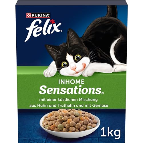 FELIX Inhome Sensations Katzenfutter trocken für Hauskatzen, mit Huhn & Gemüse, 1er Pack (1 x 1kg) von FELIX