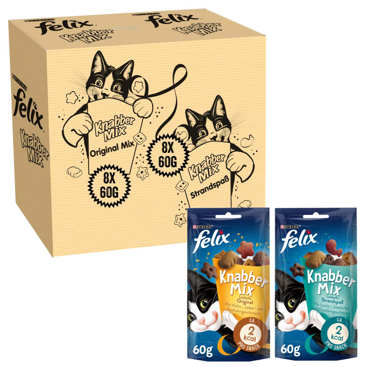 FELIX KnabberMix Original & Strandspaß Katzensnack 2x8x60g FELIX KnabberMix Original & Strandspaß Katzensnack 2x8x60g von Felix