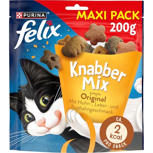 FELIX KnabberMix Original Katzensnack, Knusper-Leckerlie mit 3 Geschmacksrichtungen 200g von Felix