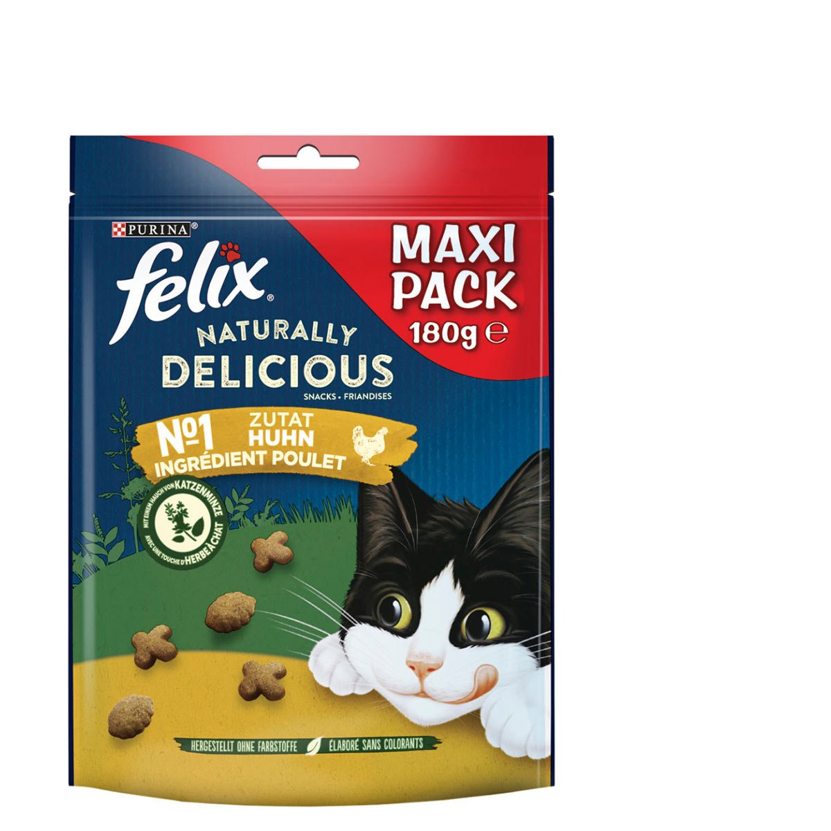 FELIX Naturally Delicious Katzensnack mit Huhn & Katzenminze 180g von Felix
