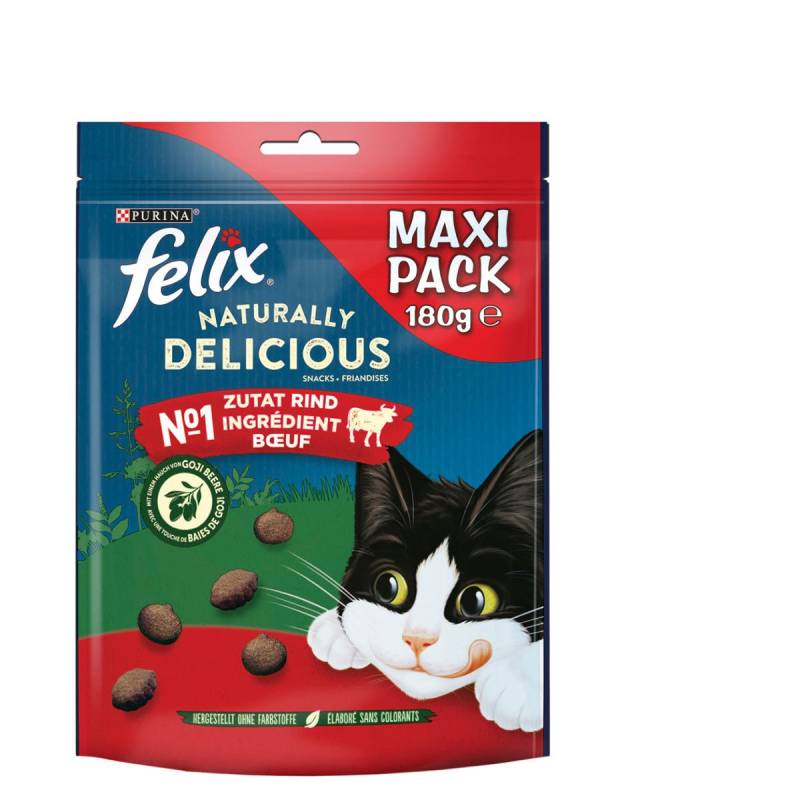 FELIX Naturally Delicious Katzensnack mit Rind & Goji Beeren 180g von Felix