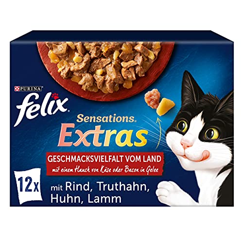 Felix Katzennassfutter Sensations Extras in Gelee Geschmacksvielfalt vom Land, 6.120 kg von Felix