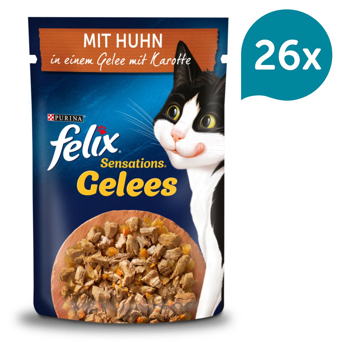 FELIX Sensations Gelees mit Huhn & Karotte 26x85g von Felix