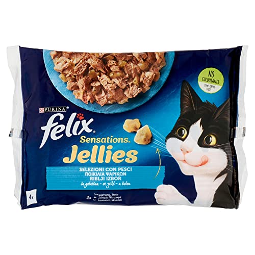 FELIX Sensations Jellies Selektionen mit gelierten Fischen (Lachs & Forelle) 4 x 85 g von Felix