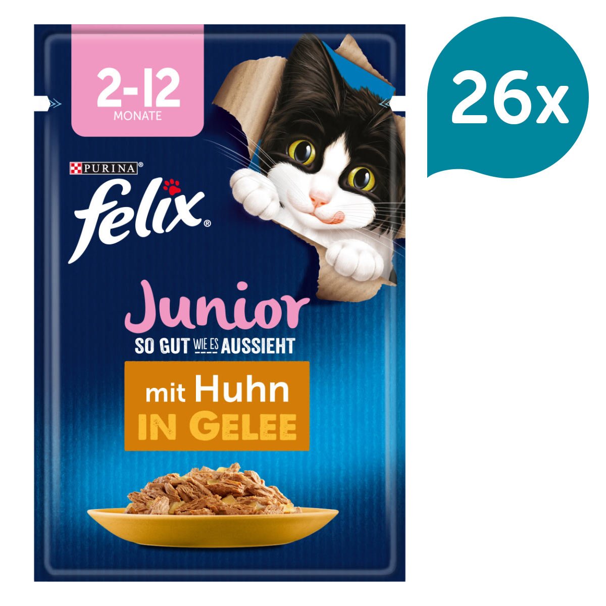 FELIX So gut wie es aussieht in Gelee Junior mit Huhn 26x85g von Felix
