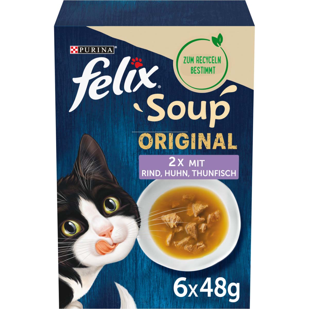 FELIX Soup Gemischte Vielfalt mit Rind, Huhn und Thunfisch 6x48g von Felix