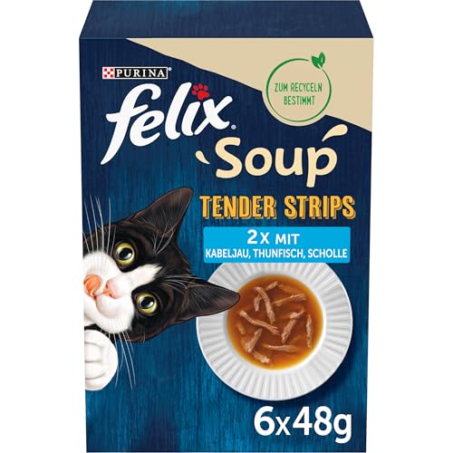 FELIX Soup Tender Strips Suppe für Katzen, 1 Packung (6 x 48g) von Felix