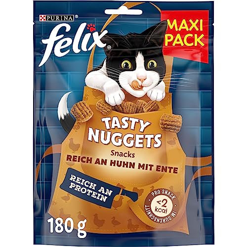 FELIX Tasty Nuggets Katzensnack, mit Huhn und Ente, 6er Pack (6 x 180g) von Felix