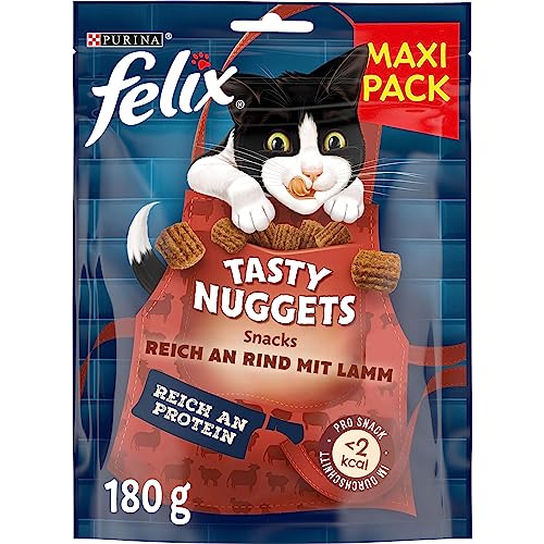 FELIX Tasty Nuggets Reich an Rind mit Lamm Katzensnacks 180g von Felix