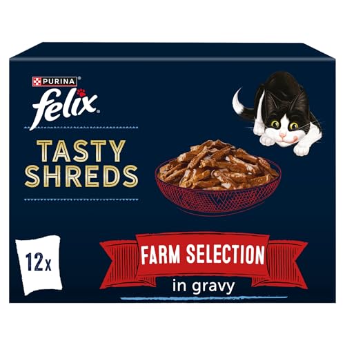 FELIX Tasty Shreds Farm Selection in Soße, Nassfutter für Katzen, 12 x 80 g, 4 Stück FELIX Tasty Shreds Farm Selection in Soße, Nassfutter für Katzen, 12 x 80 g, 4 Stück von Felix