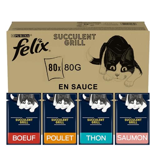 FELIX Tasty Shreds Katzenfutter nass in Sauce, Gemischte Vielfalt, 80er Pack (4x20x80g) von Felix