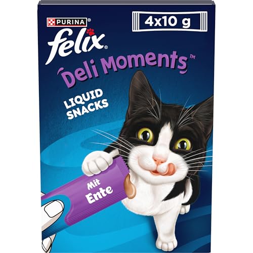 Felix Deli Moments, Cremiger Katzensnack mit Ente, 44er Pack (44 x 10g) von Felix