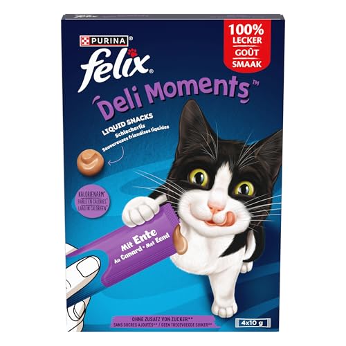 Felix Deli Moments, Cremiger Katzensnack mit Ente, 44er Pack (44 x 10g) von Felix