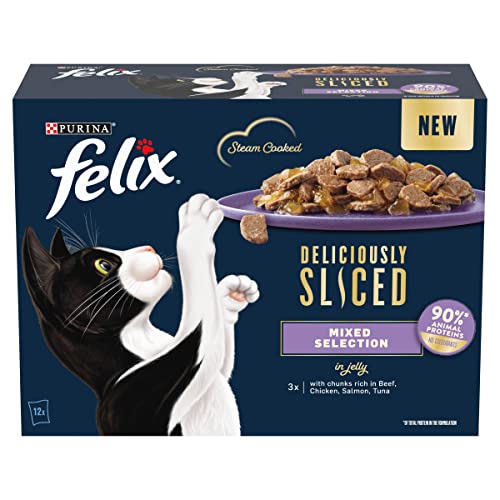 Felix Deliciously Sliced Adult Katzennassfutter gemischte Auswahl 12x80g von Felix