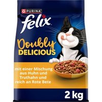 Felix Doppelt Lecker Trockenfutter Katze, Adult, Huhn und Truthahn 2 kg von Felix