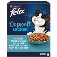 Felix Doppelt Lecker Trockenfutter Katze, Adult, Lachs und Hochseefisch 800 g von Felix