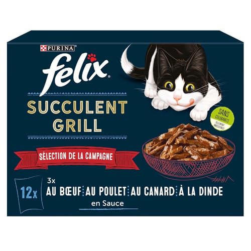 Felix Grill für ausgewachsene Katzen, Sukkulenten, Grill, Auswahl auf dem Land im Beutel, 12 x 80 g Felix Grill für ausgewachsene Katzen, Sukkulenten, Grill, Auswahl auf dem Land im Beutel, 12 x 80 g von Felix