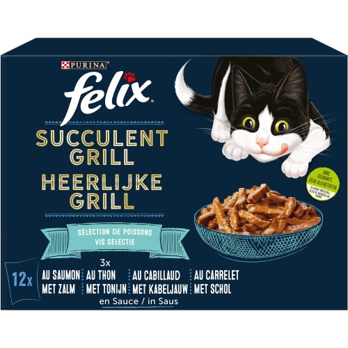 Felix - In Sauce Fischauswahl Lachs, Thunfisch, Kabeljau, Karrelet – 12 x 80 g – 6 Stück von Felix