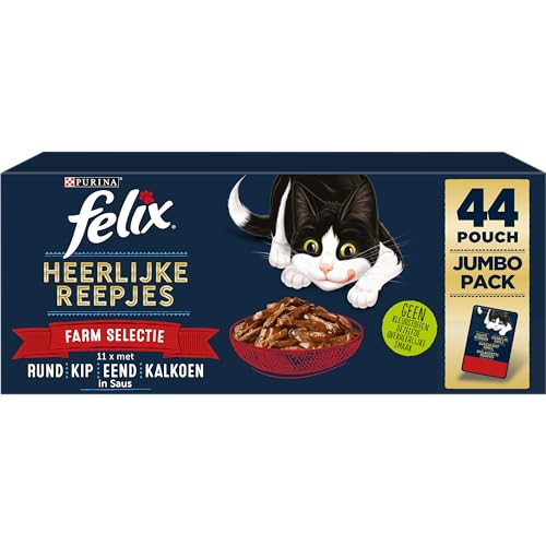 FELIX Köstliche Streifen Farm Auswahl 44x80g (44 Portionsbeutel; 3,52kg) von Felix