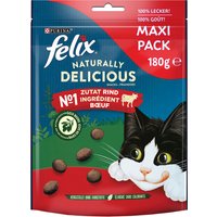 Felix Naturally Delicious Katzensnacks - 3 x 180 g Rind mit Goji-Beeren von Felix