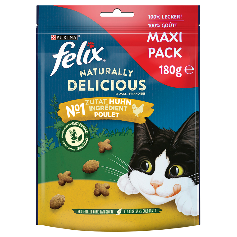 Felix Naturally Delicious - Sparpaket Huhn & Katzenminze (3 x 180 g) von Felix