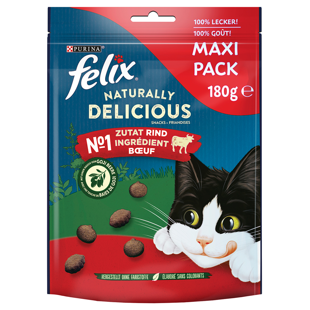 Felix Naturally Delicious Katzensnacks - Rind mit Goji-Beeren (3 x 180 g) von Felix
