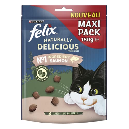 FELIX Tasty Nuggets | Erwachsene | Katzensnacks | Lachs mit einem Hauch Spinat | 180 g von Felix