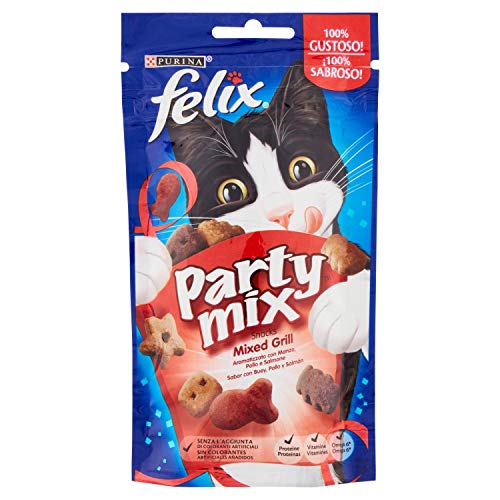 Felix Party Mixed Grill - Katzen Snack, 60 g, Rindfleisch, Hühnerfleisch und Lachs Felix Party Mixed Grill - Katzen Snack, 60 g, Rindfleisch, Hühnerfleisch und Lachs von Felix