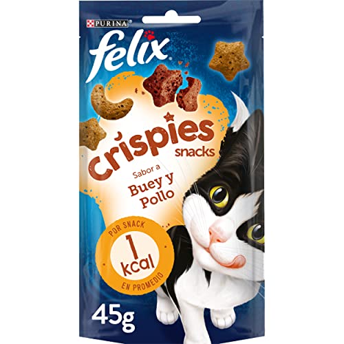 Felix Purina Crispies Snack Katze mit Ochse und Huhn, 8 Beutel à 45 g von Felix