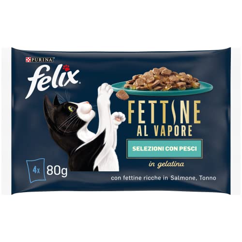 Felix Purina Dampf Nassfutter für Katzen mit Lachs und Thunfisch, 4 Beutel à 80 g Felix Purina Dampf Nassfutter für Katzen mit Lachs und Thunfisch, 4 Beutel à 80 g von Felix