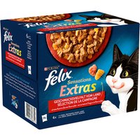 Felix "Sensations Extra" 24 x 85 g - Fleischvielfalt (Rind, Truthahn, Huhn, Lamm) von Felix