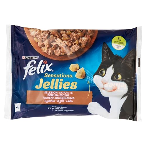 Felix Sensations Jellies 2 Beutel Ente + 2 Beutel Lamm, 85 g x 4 von Felix