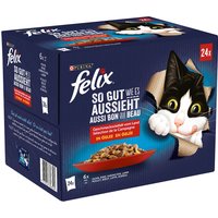 Felix ''So gut wie es aussieht'' 24 x 85 g - Fleischauswahl (Huhn, Lamm, Rind, Kaninchen) von Felix