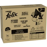 Megapack Felix "So gut wie es aussieht" Pouches 80 x 85 g - Senior 7+ (Rind, Lachs, Huhn, Thunfisch) von Felix