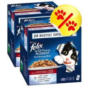 Felix So gut wie es aussieht Fleisch Mix Doppelpack 2 x 24 Stck. Katzenfutter von PURINA von Felix