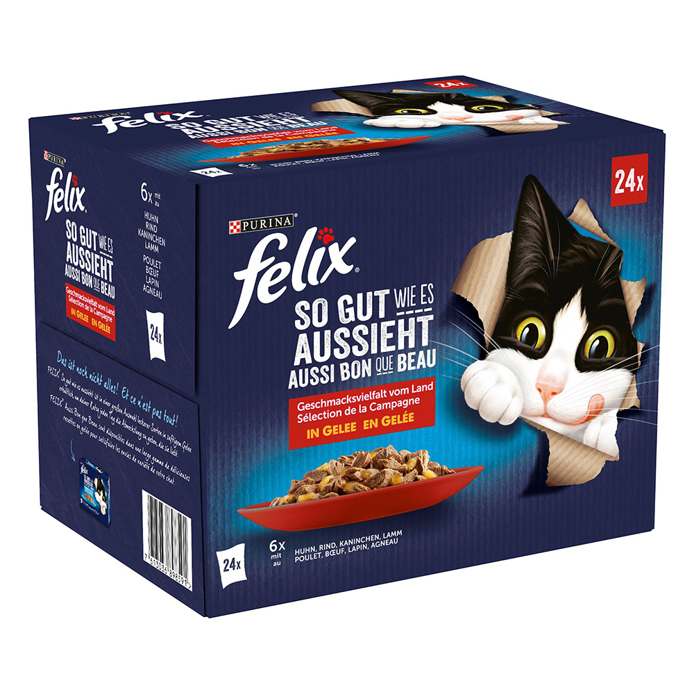 Felix "So gut wie es aussieht" Pouches 24 x 85 g - Huhn, Lamm, Rind, Kaninchen von Felix