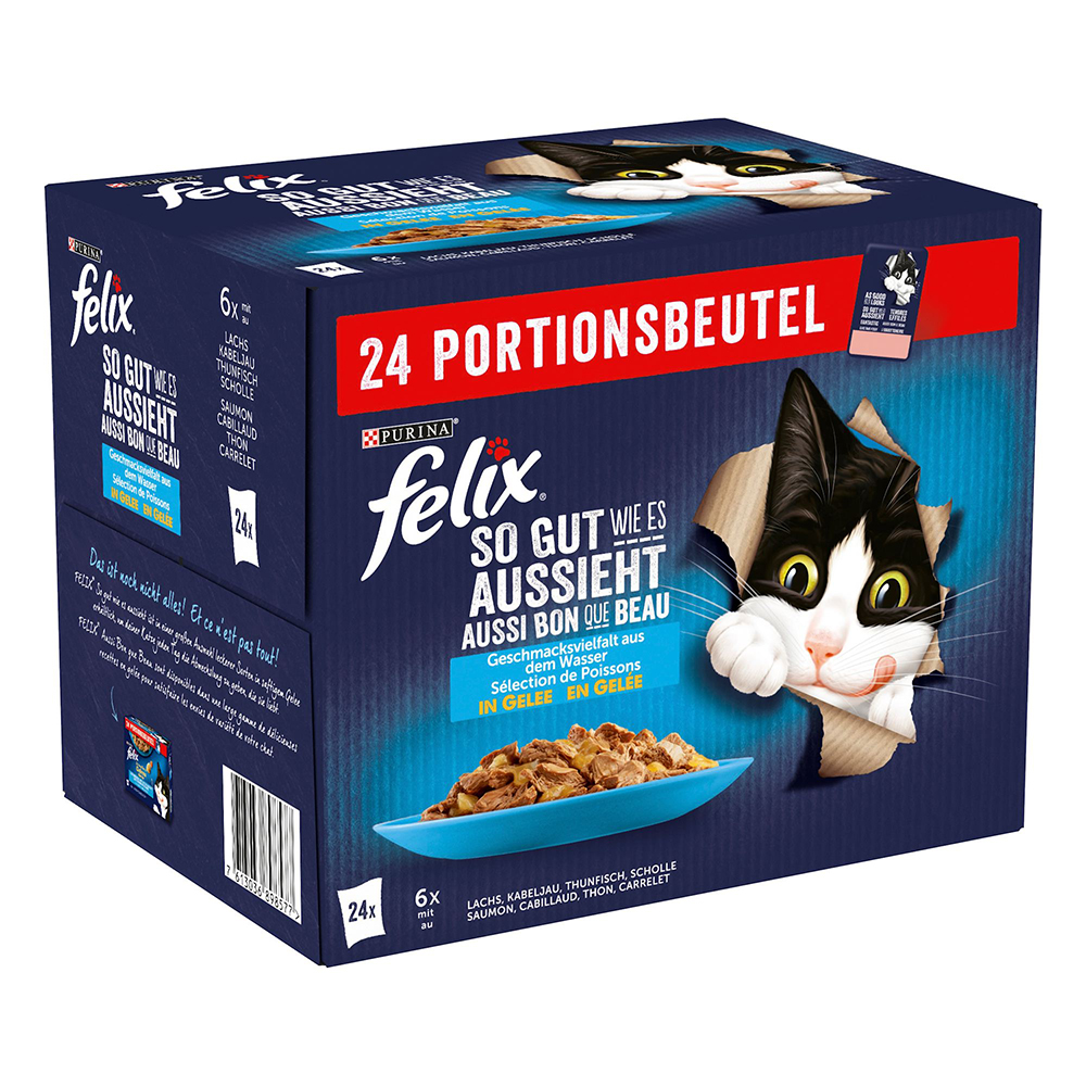 Felix "So gut wie es aussieht" Pouches 24 x 85 g - Kabeljau, Lachs, Thunfisch, Scholle von Felix