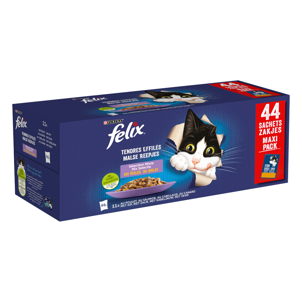 Felix "So gut wie es aussieht" Pouches 44 x 85 g - Huhn, Lachs, Kabeljau, Ente Felix "So gut wie es aussieht" Pouches 44 x 85 g - Huhn, Lachs, Kabeljau, Ente von Felix