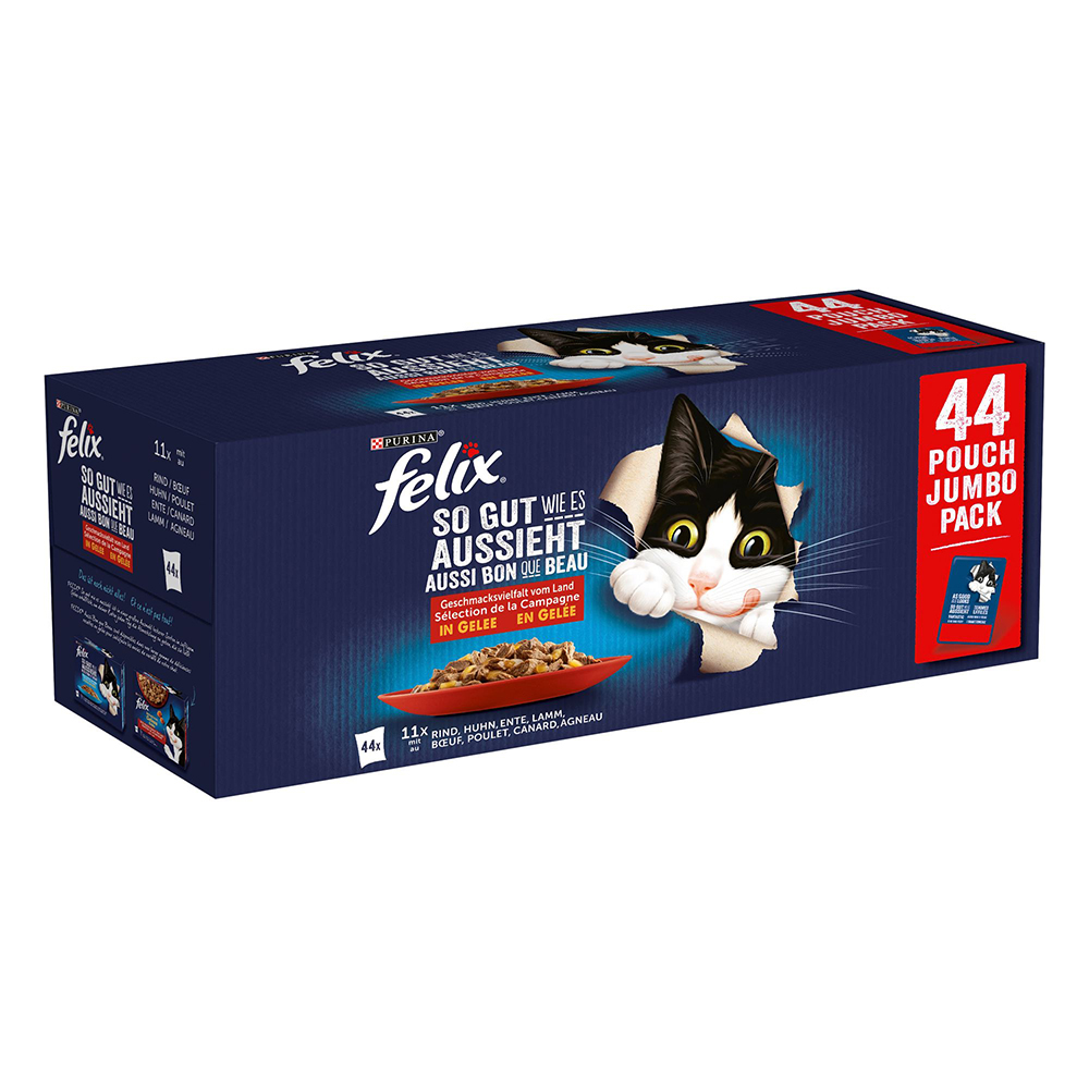 Felix "So gut wie es aussieht" Pouches 44 x 85 g - Huhn, Rind, Ente, Lamm von Felix