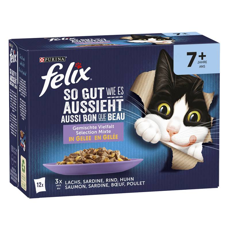 Felix "So gut wie es aussieht" Senior Pouches 48 x 85 g - Rind, Huhn, Sardine, Lachs von Felix