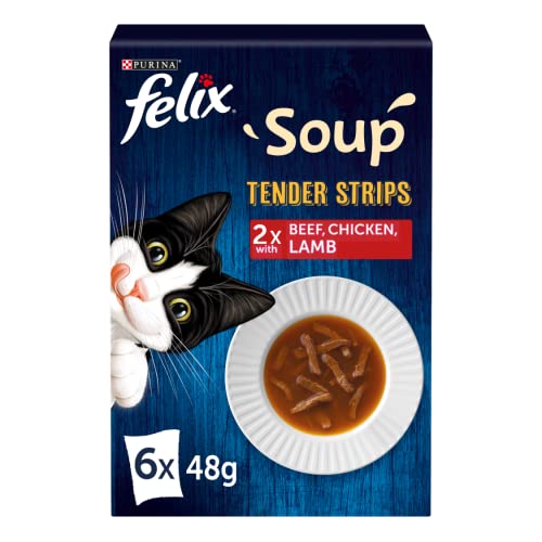 Felix - Soup Cat Food Tender Strips Farm Selection Katzenfutter, 6 x 48 g (8 Stück) von Felix