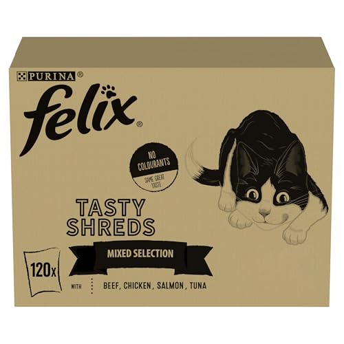 Felix Tasty Shreds Adult Katzenfutter Nassfutter gemischte Auswahl in Soße, 120 x 80 g Felix Tasty Shreds Adult Katzenfutter Nassfutter gemischte Auswahl in Soße, 120 x 80 g von Felix