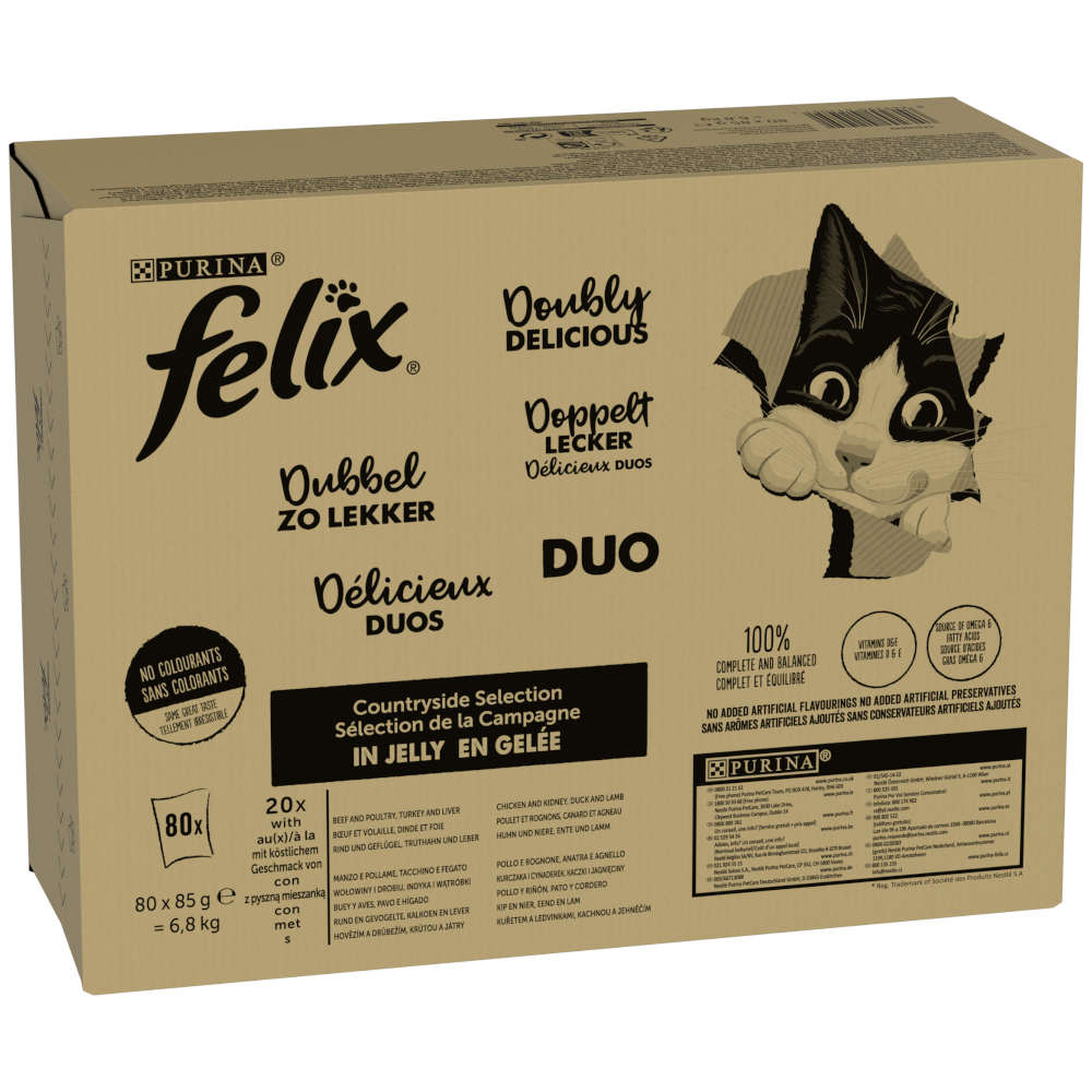 Megapack Felix "So gut wie es aussieht" Pouches 80 x 85 g - Doppelt Lecker Auswahl vom Land von Felix