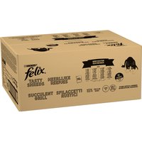 Megapack Felix "Tasty Shreds" Pouches 80 x 80 g - Fleisch- & Fisch-Mix (Rind, Hühnchen, Lachs & Thunfisch) von Felix