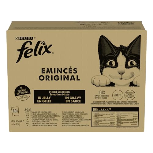 Purina Felix Original Nassfutter für Katzen mit Thunfisch, Garnelen, Huhn, Ente, 80 Beutel à 85 g Purina Felix Original Nassfutter für Katzen mit Thunfisch, Garnelen, Huhn, Ente, 80 Beutel à 85 g von Felix