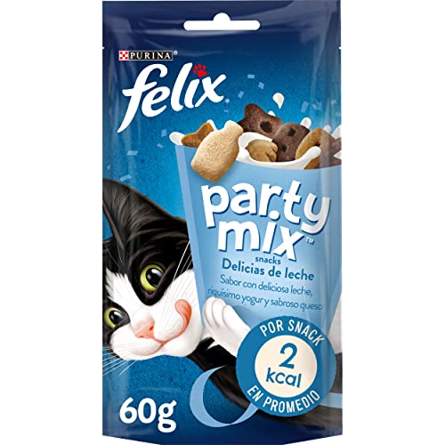 Purina Felix Party Mix Dairy Delight Snack für Katzen mit Milch, Joghurt und Käse, 8 Beutel à 60 g von Felix