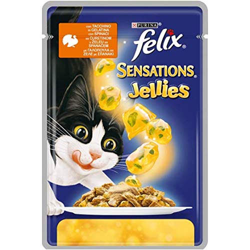 Purina Felix Sensations Jellies Nasskatze, mit Truthahn und Spinat, 20 Beutel à 100 g Purina Felix Sensations Jellies Nasskatze, mit Truthahn und Spinat, 20 Beutel à 100 g von Felix