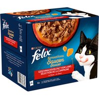 Sparpaket Felix "Sensations" 96 x 85 g - Fleischvielfalt in Sauce (Truthahn, Rind, Lamm, Ente) von Felix