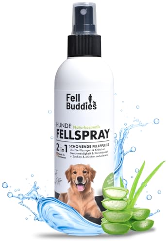 FellBuddies® Fellpflege Spray - Ideale Pflege bei Verfilzungen & Knötchen - Verbessert Geschmeidigkeit & Kämmbarkeit | Sanfte Hunde Naturkosmetik von FellBuddies